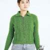 Hand-knitted wool cardigan with cable knit pattern
